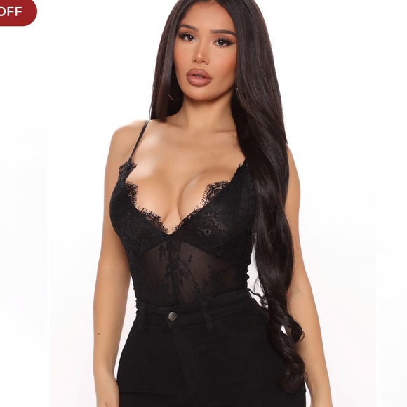 Fashion Nova Sugar Sweet Lace Bodysuit Black - Picture 2 of 7